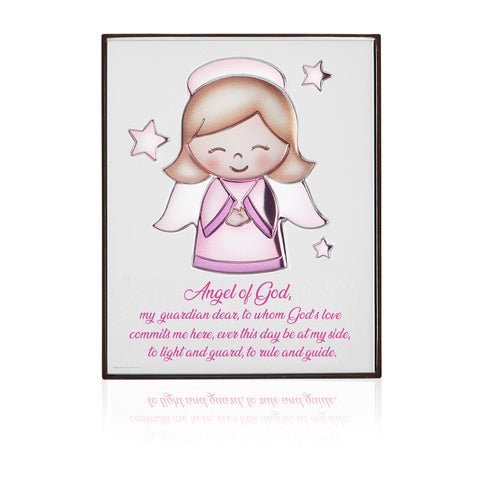 Girl Angel Design in Pink with Star Accents - 4.5 x 5.5 in.