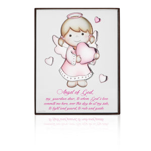 Girl Angel Design in Pink with Heart Accents - 6.5 x 8.25 in.