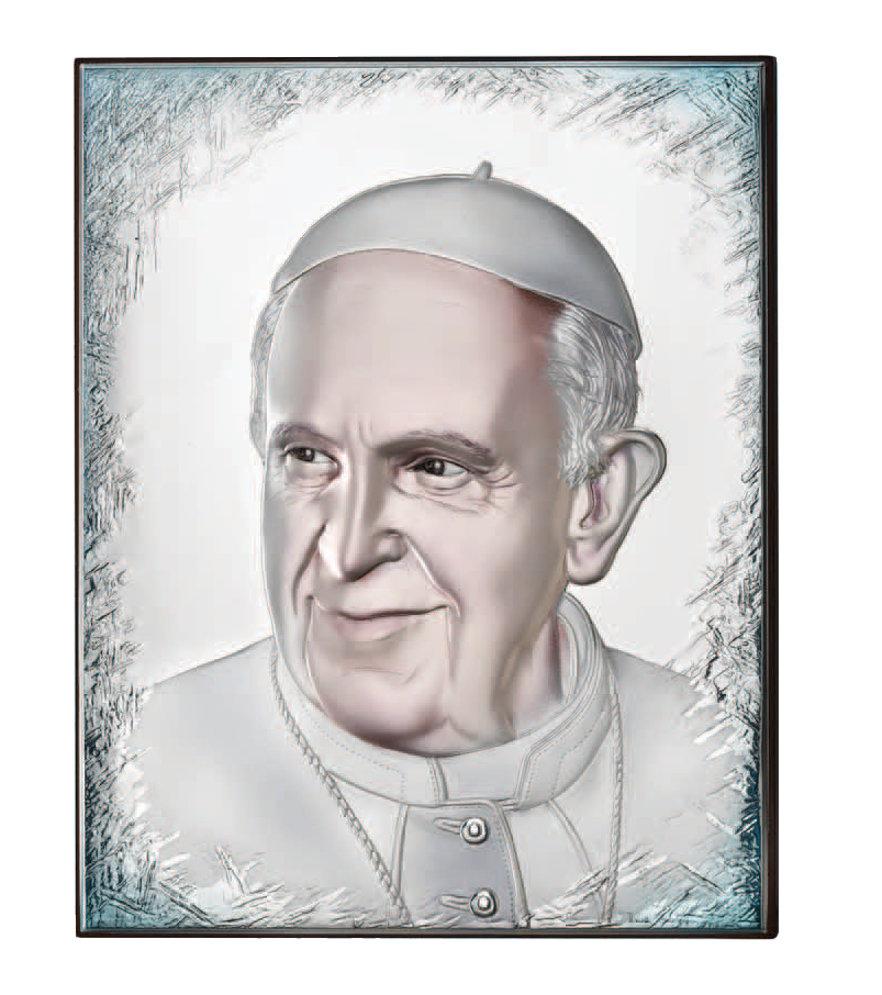 Silver Plated Pope Francis with Hand Painted Accents - SPECIAL ORDER