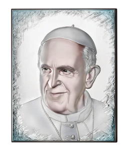 Silver Plated Pope Francis with Hand Painted Accents - SPECIAL ORDER