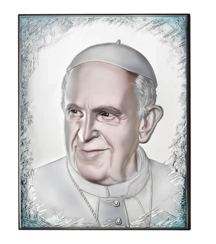 Silver Plated Pope Francis with Hand Painted Accents