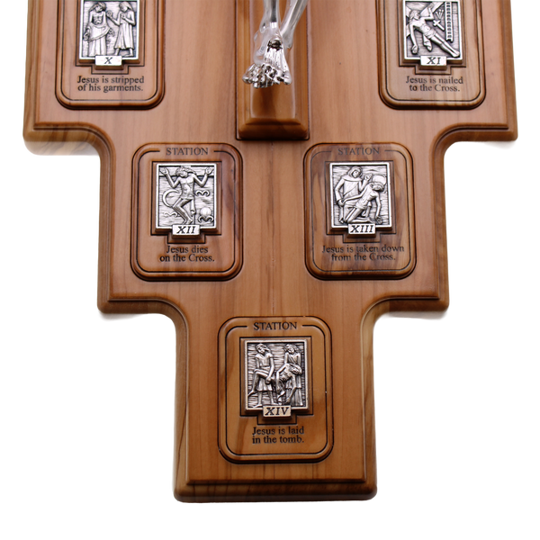 Olive Wood Stations of the Cross with Silver Plated Corpus
