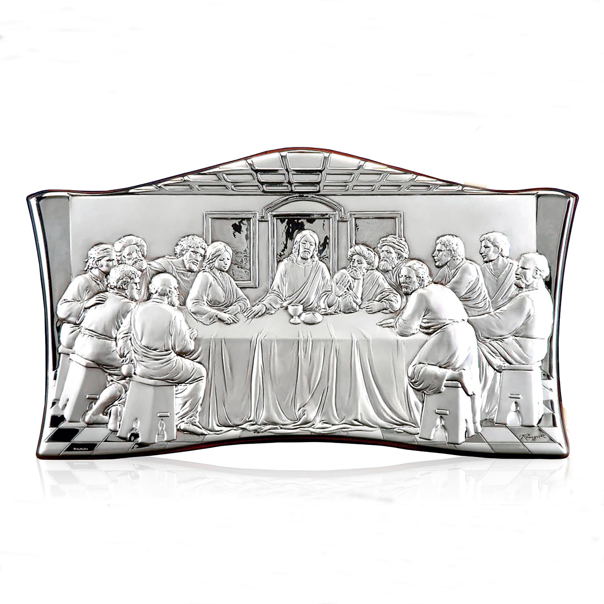 Rounded Square- Last Supper Sterling Silver Wall Plaque