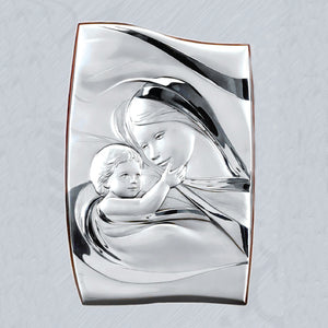 Curved Square- Mother and Child Sterling Silver Wall Plaque