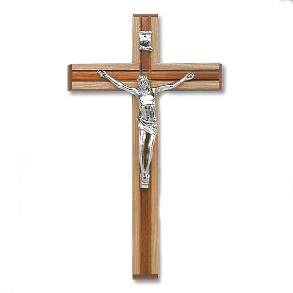 Multi Color- Wood Wall Cross with Silver Tone Corpus