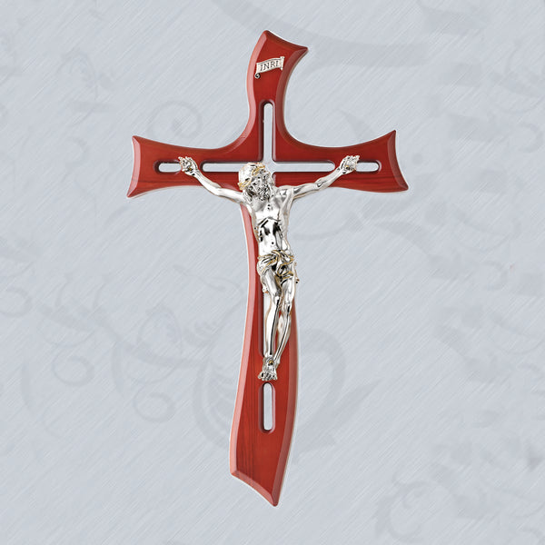 Large Olive Wood Cross with Silver Plated Corpus