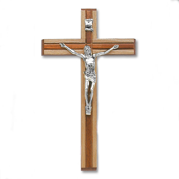 Multi Color- Wood Wall Cross with Silver Tone Corpus