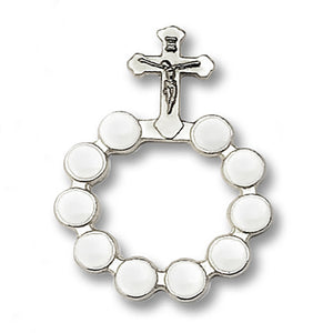 White Enamel Finger Rosary (Pack of 12)