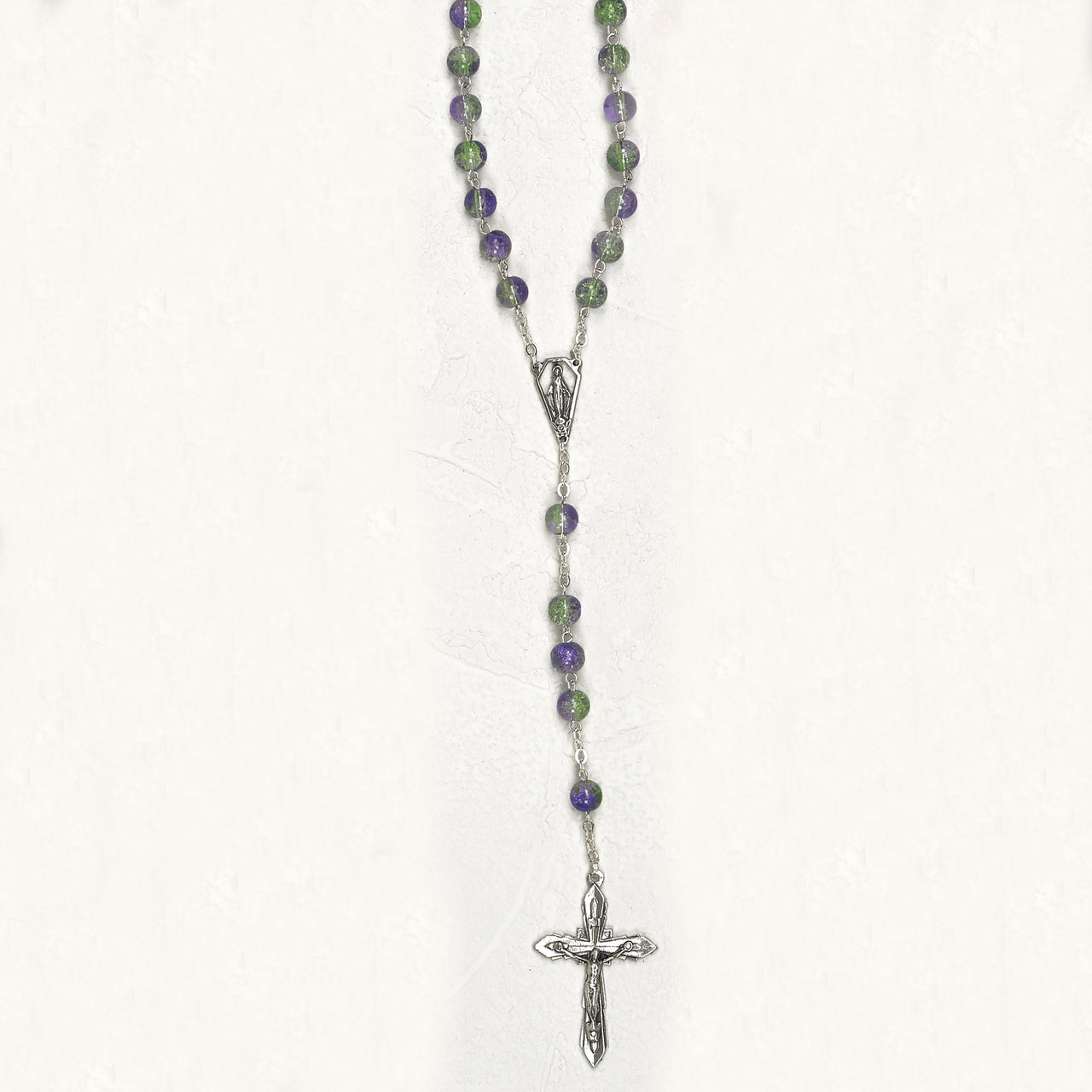 6mm Green/Purple Imitation Murano Bead Rosary