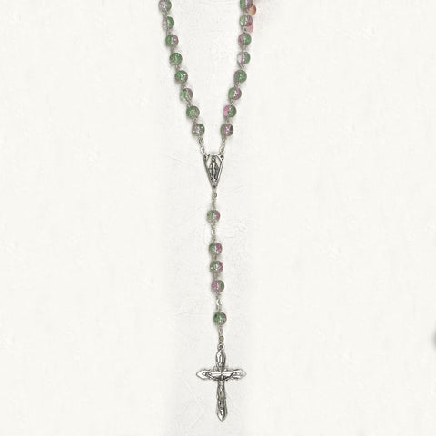 6mm Rose/Purple Imitation Murano Bead Rosary