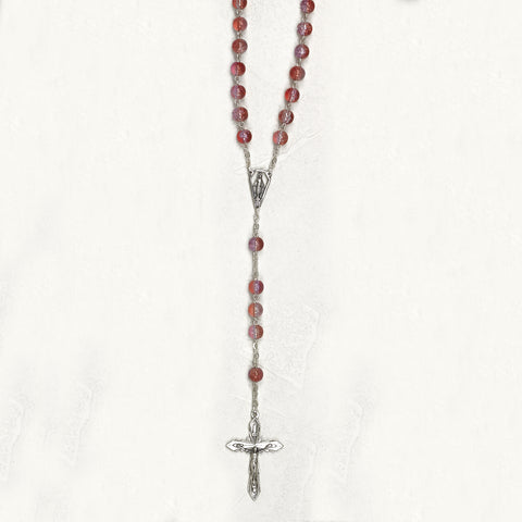 6mm Red/Pink Imitation Murano Bead Rosary