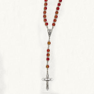 6mm Red/Yellow Imitation Murano Bead Rosary
