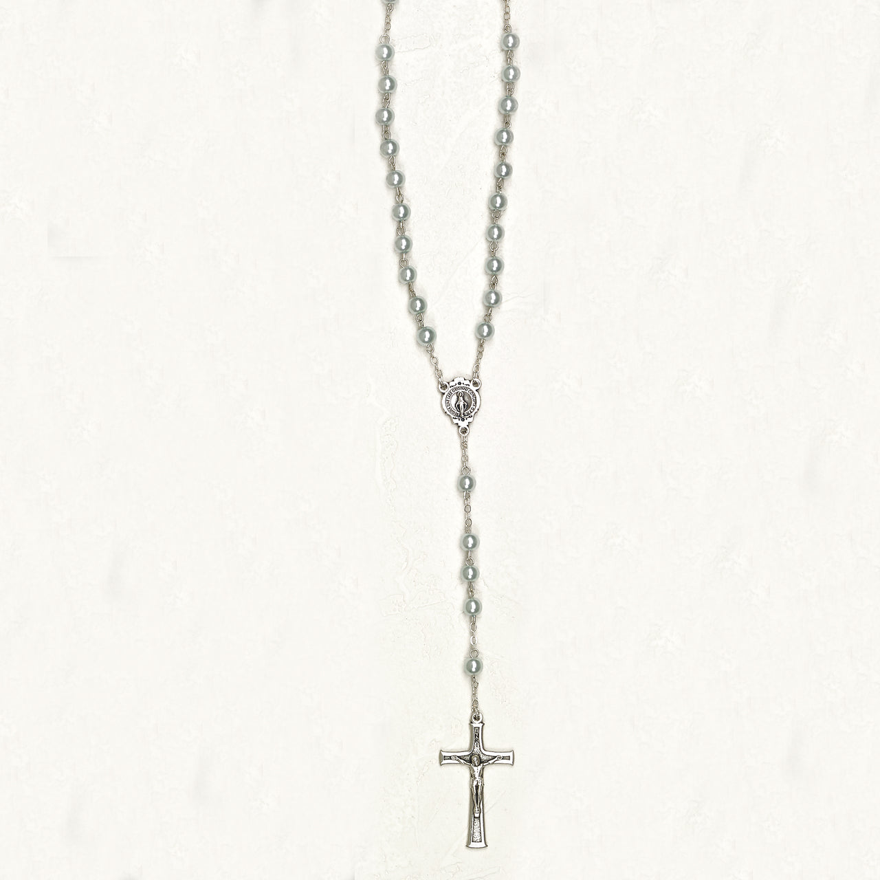 5mm Blue Imitation Pearl Bead Rosary