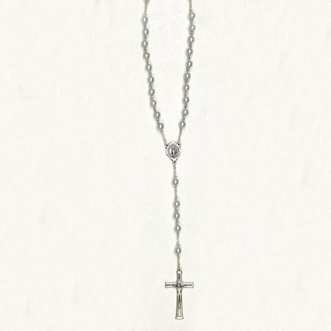 5mm Blue Imitation Pearl Bead Rosary