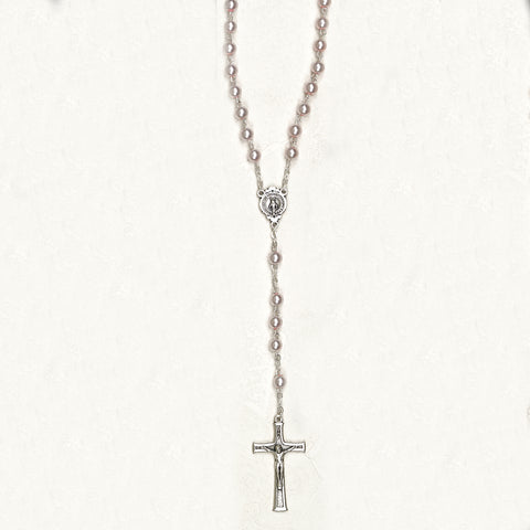 5mm Rose Imitation Pearl Bead Rosary