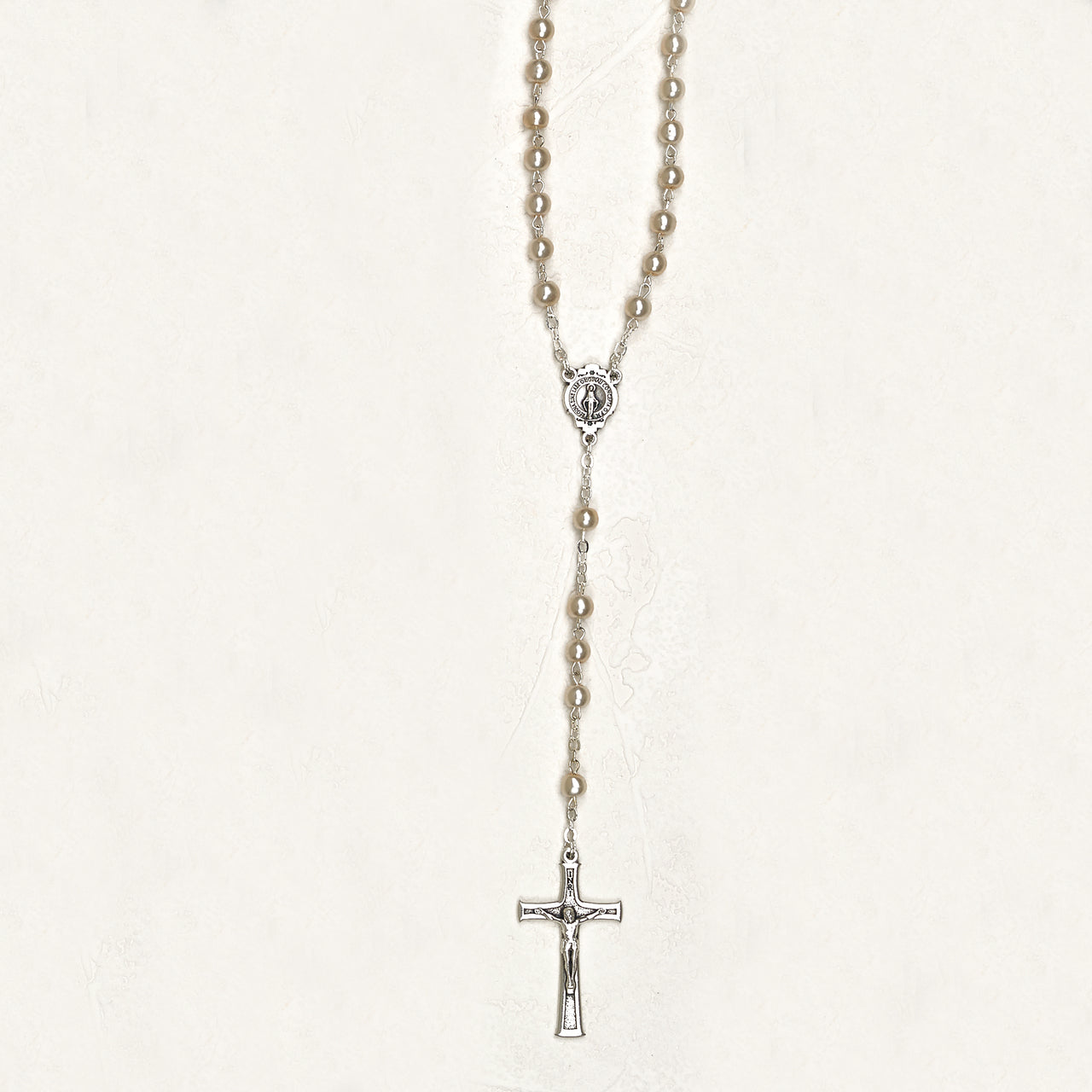5mm Champagne Imitation Pearl Bead Rosary