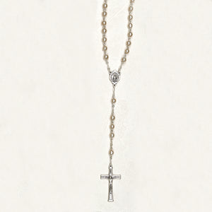 5mm Champagne Imitation Pearl Bead Rosary