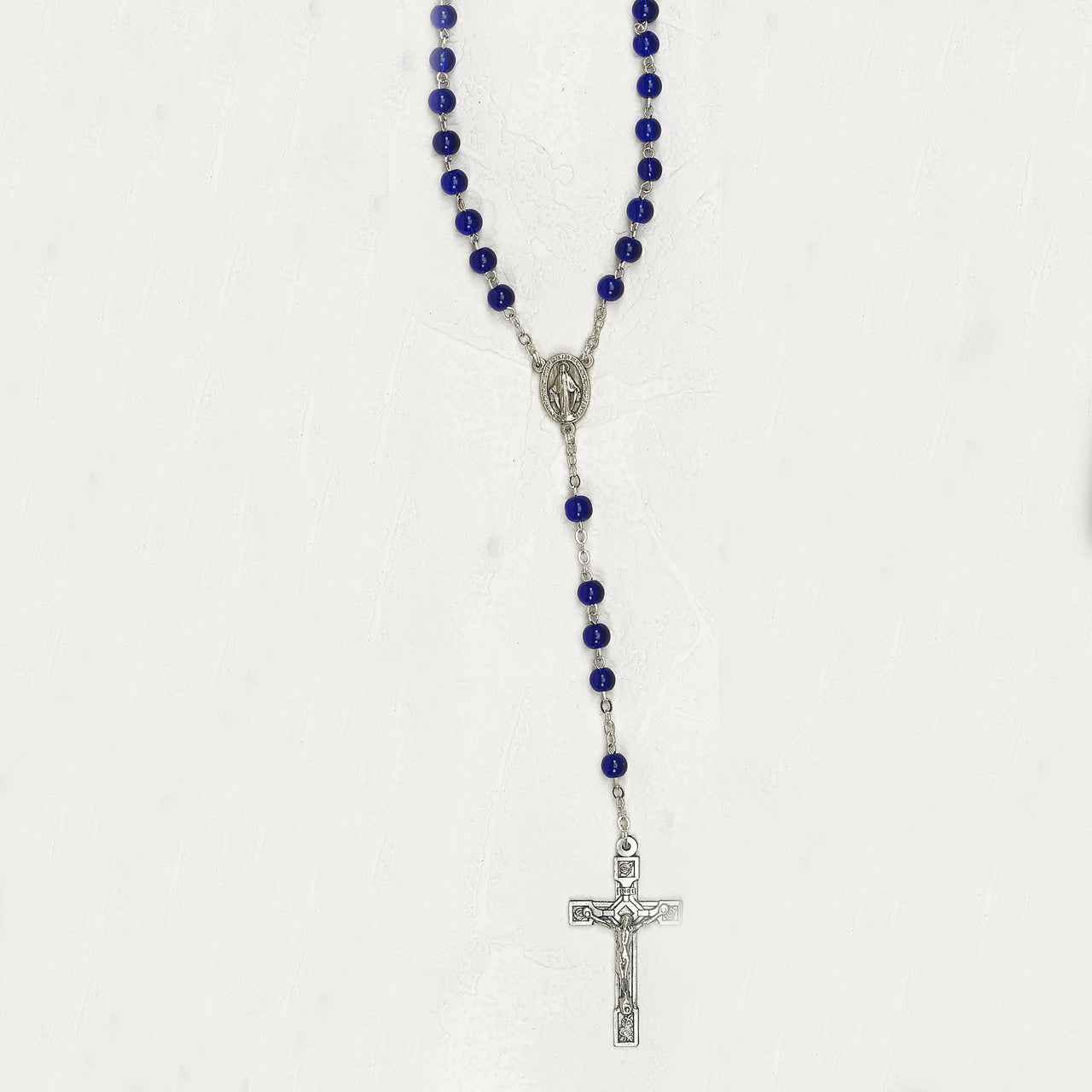 5mm Dark Aurora Blue Glass Bead Rosary