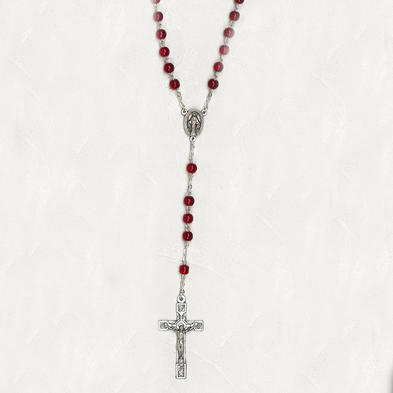 5mm Red Aurora Glass Bead Rosary