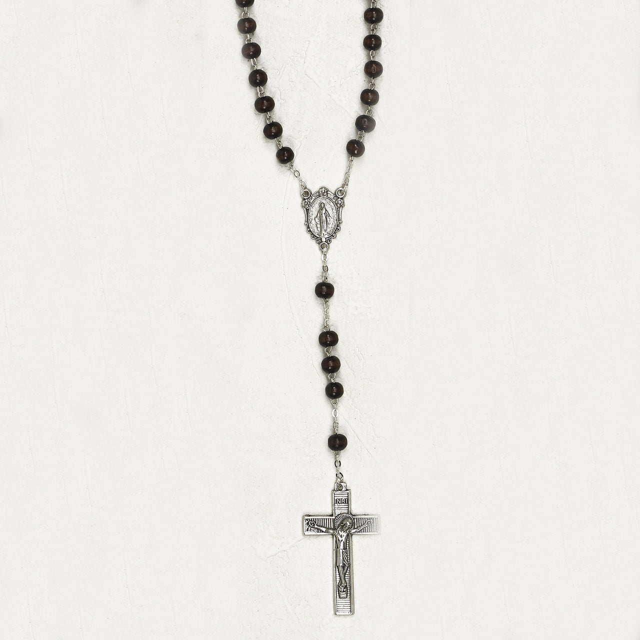5mm Dark Brown Wood Bead Rosary
