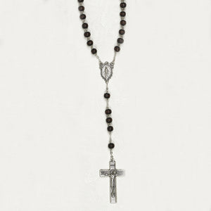5mm Dark Brown Wood Bead Rosary