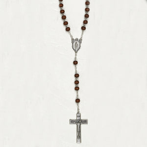 5mm Brown Wood Bead Rosary