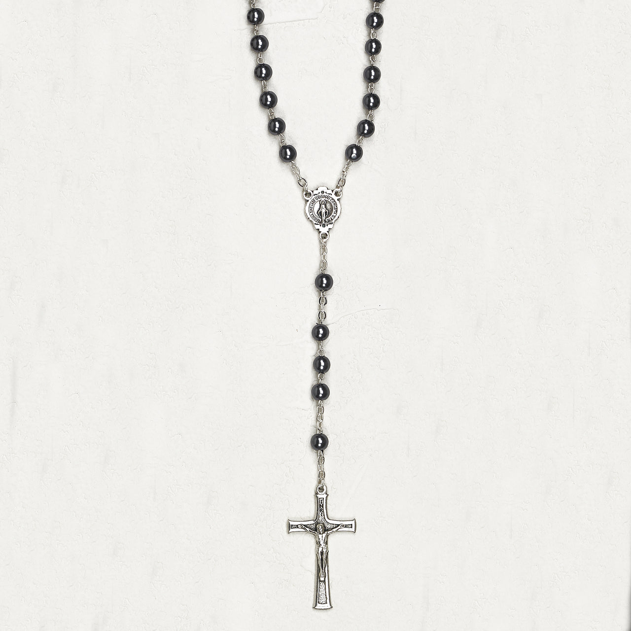 5mm Imitation Hematite Glass Bead Rosary