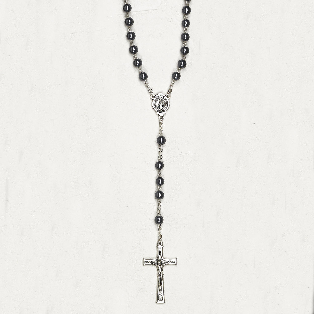 5mm Imitation Hematite Glass Bead Rosary