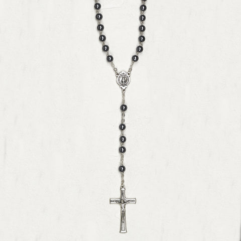 5mm Imitation Hematite Glass Bead Rosary