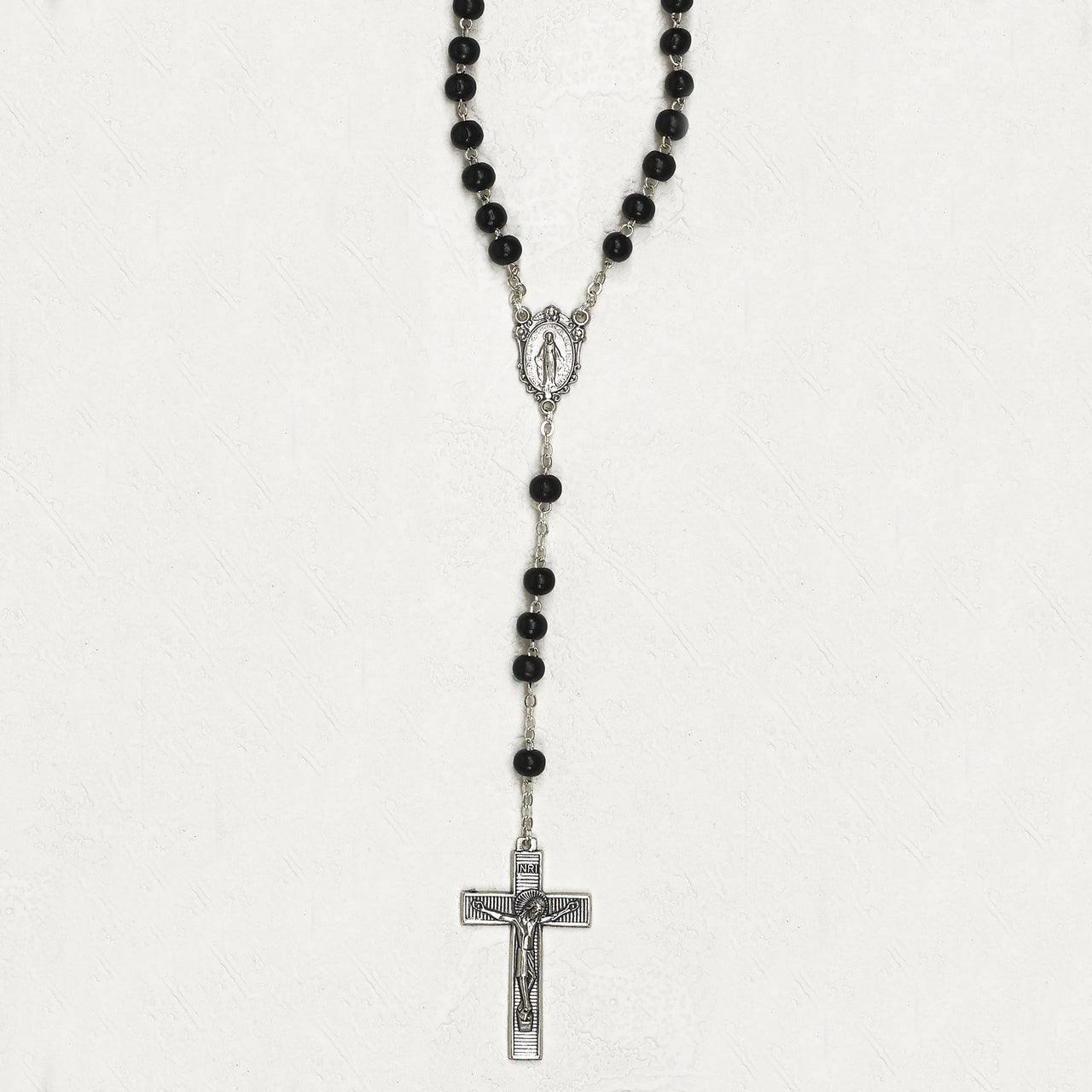 5mm Black Wood Bead Rosary