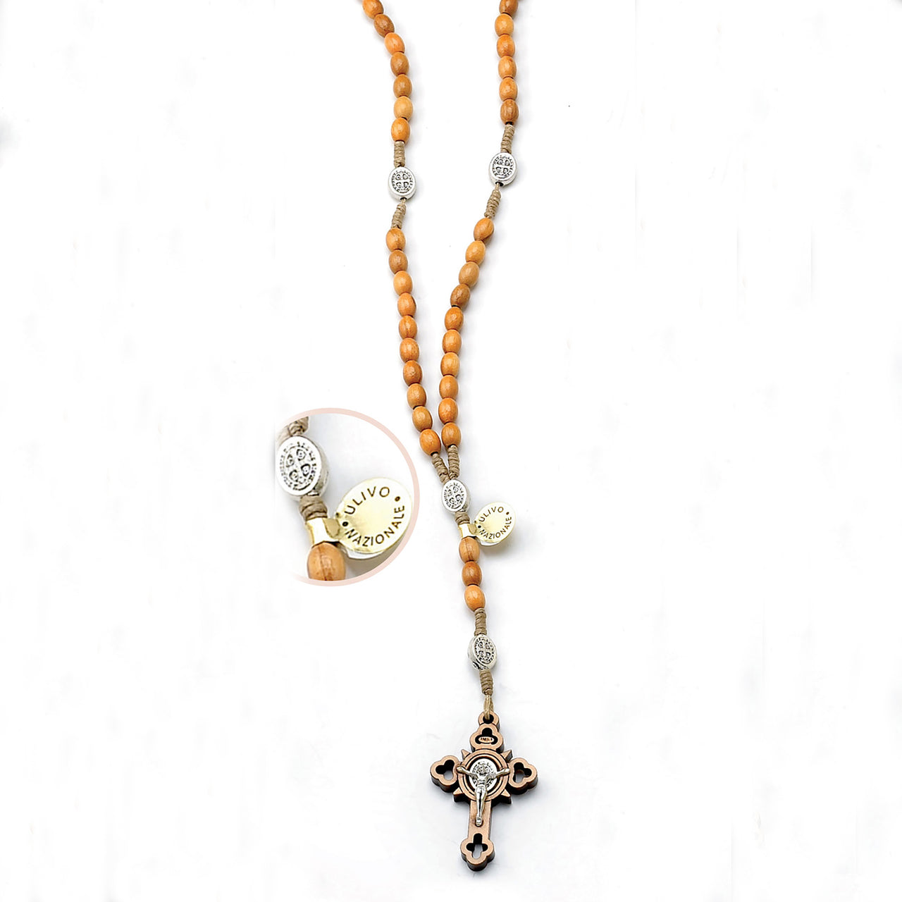6mm Olive Wood St. Benedict Cord Rosary
