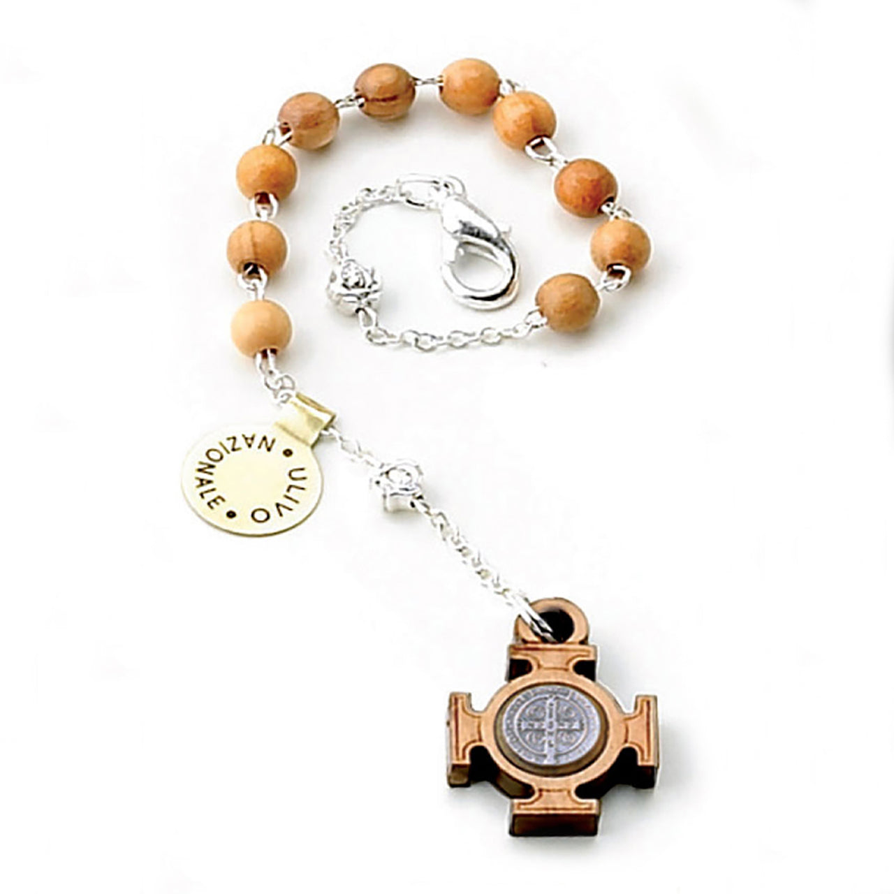 5mm Olive Wood Rosary Bracelet with St. Benedict Medal on Cross (Pack of 4)