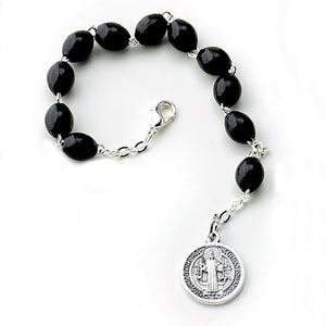 7mm St. Benedict Black Wood Rosary Bracelet (Pack of 4)