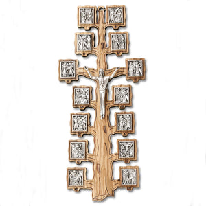 Tree Form- 12-1/2" Stations of the Cross on Olive Wood