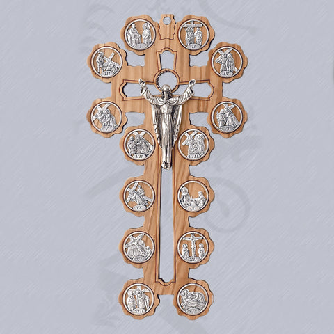 11-1/2" Stations of the Cross on Olive Wood