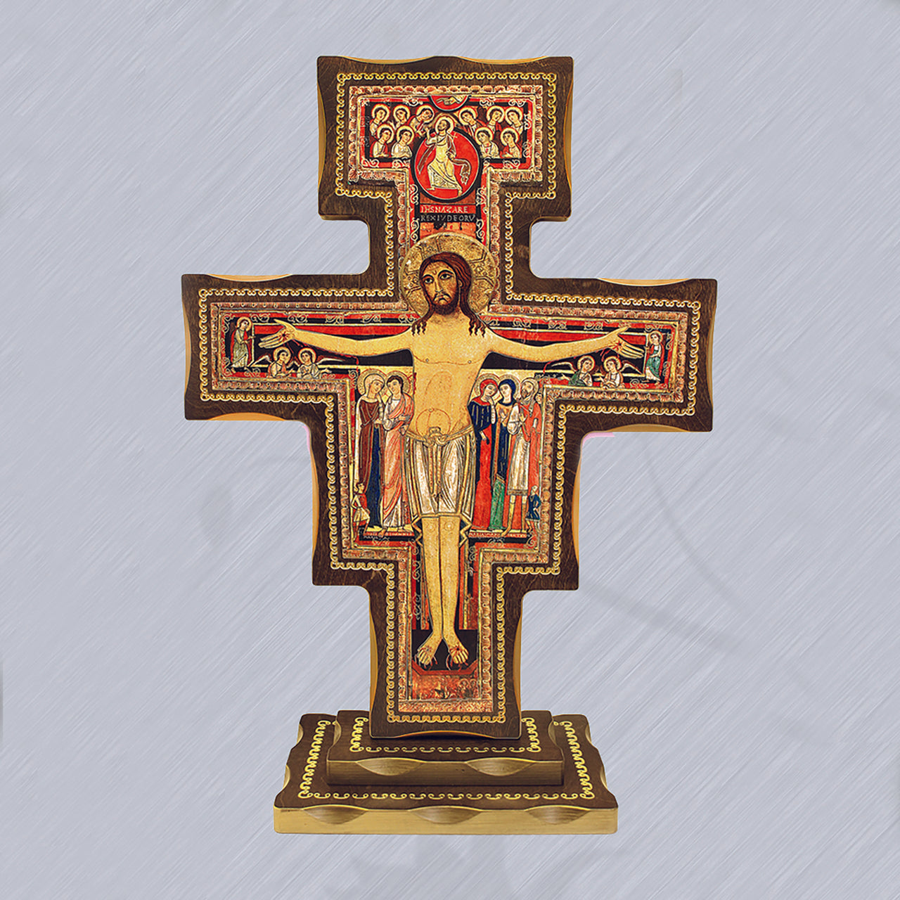 19" San Damiano Cross Gold Leaf on Base