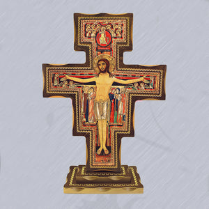 19" San Damiano Cross Gold Leaf on Base
