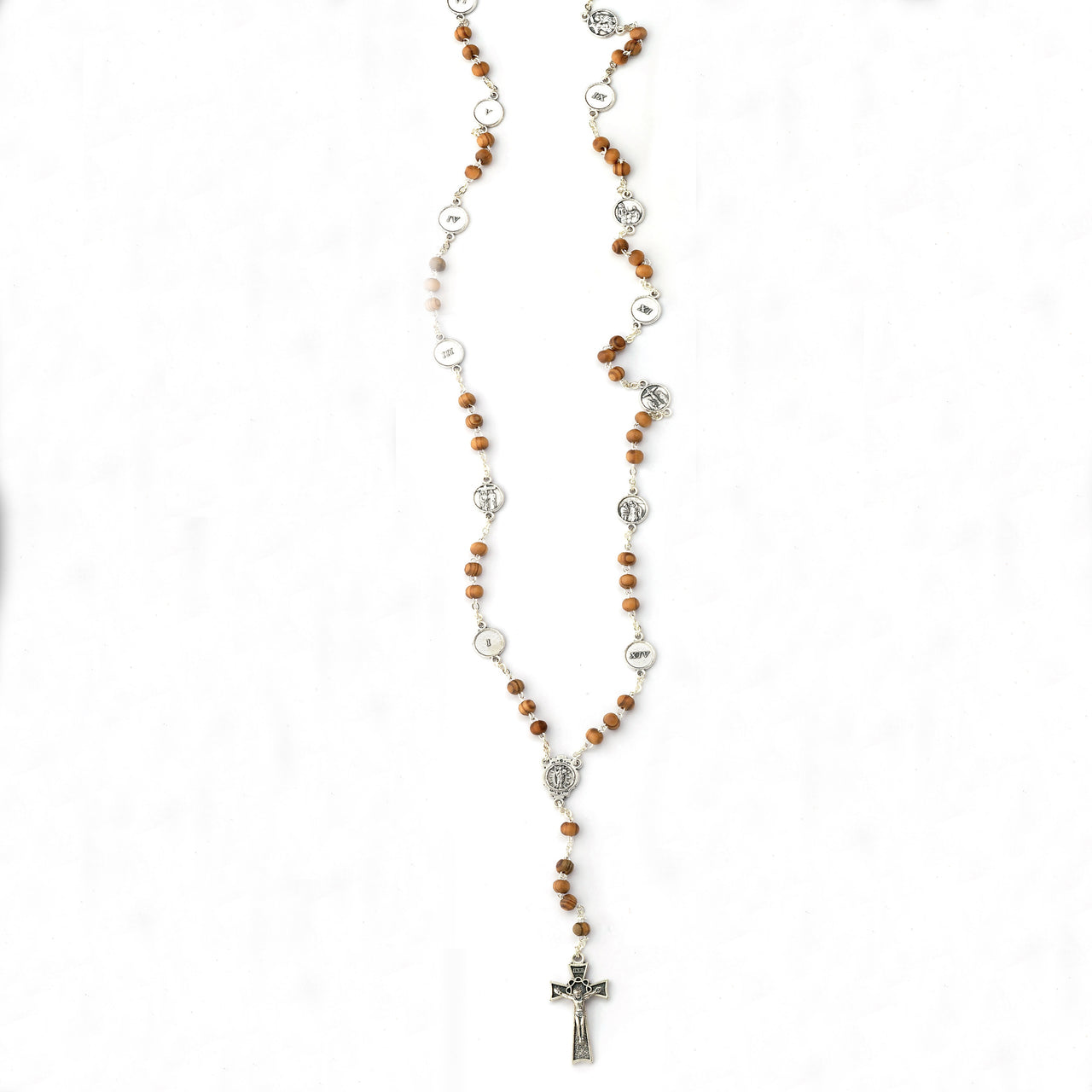7mm Dark Wood Stations of the Cross Rosary (Via Crucis)