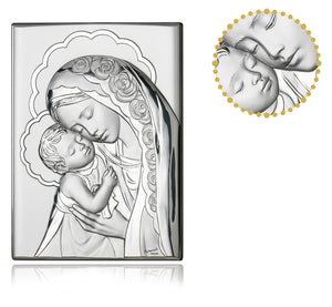 Mother and Child Sterling Silver Wall Plaque - 13-1/2 x 10 inch