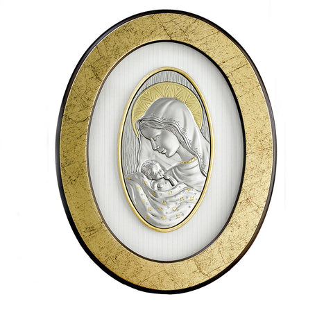 Oval- Mother and Child Sterling Silver Wall Plaque