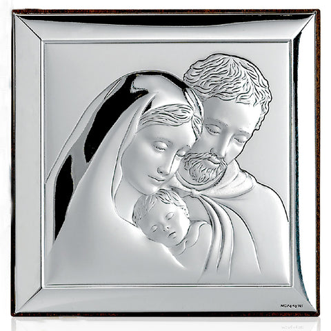 Holy Family Sterling Silver Frame Wall Plaque