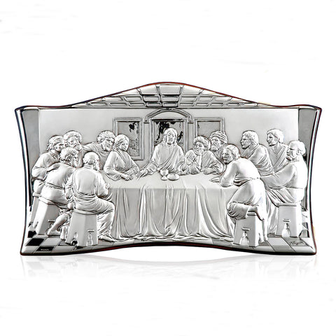 Rounded Square- Last Supper Sterling Silver Wall Plaque