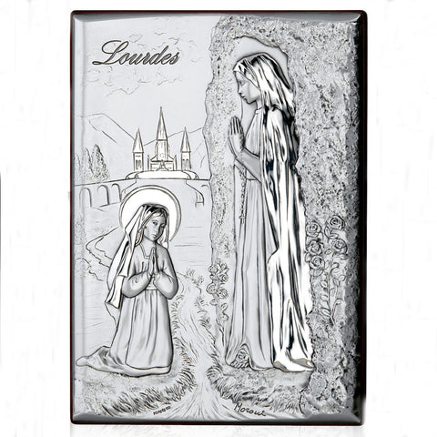 Lady of Lourdes Sterling Silver Wall Plaque