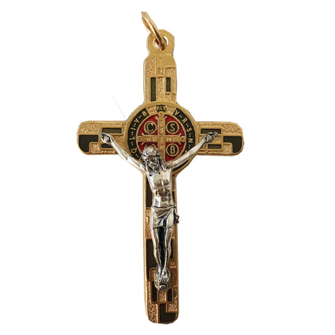 Black/Gold Tone- St. Benedict Cross with Corpus and Medal