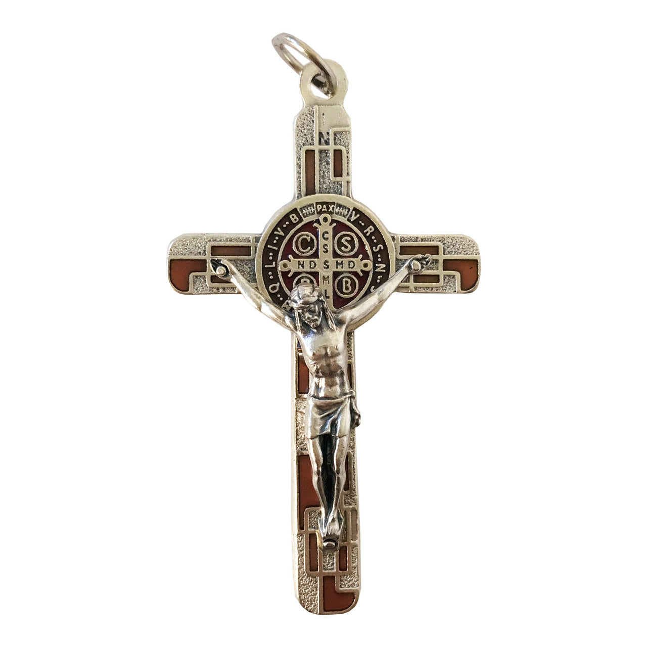 Brown with Enamel- St. Benedict Cross with Corpus and Medal