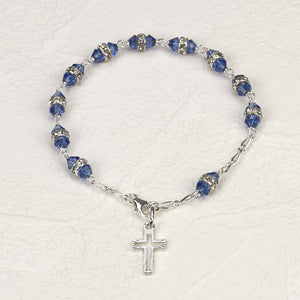 6mm Blue- Austrian Crystal Rosary Bracelet