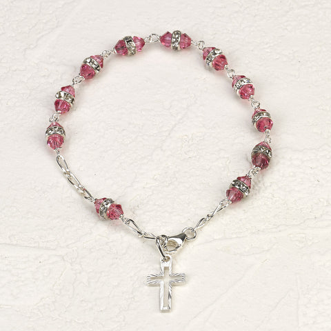 6mm Rose- Austrian Crystal Rosary Bracelet