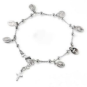 Sterling Silver Medal and Cross Bracelet